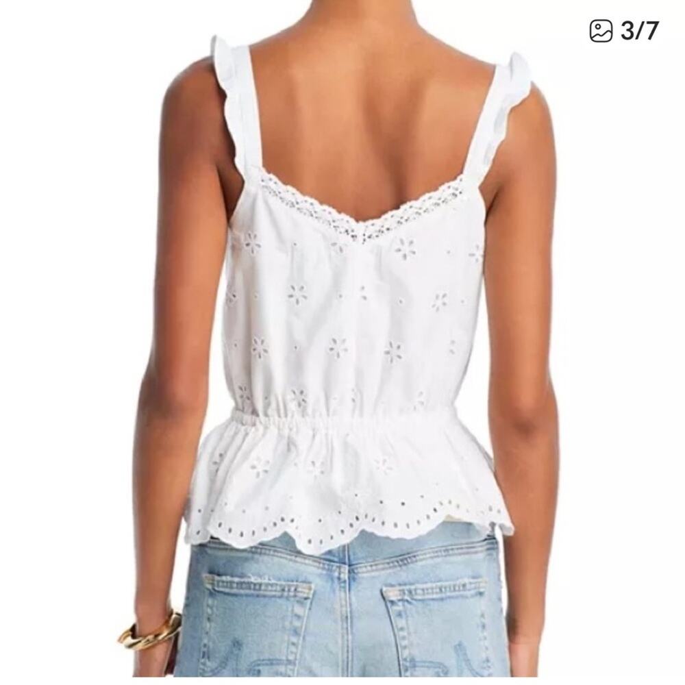 NWOT: Paige Marsa Eyelet Embroidered Sleeveless Top 100% Cotton White Size 12 - Picture 2 of 6
